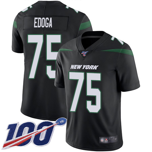 New York Jets Limited Black Youth Chuma Edoga Alternate Jersey NFL Football #75 100th Season Vapor Untouchable->youth nfl jersey->Youth Jersey